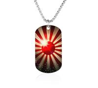 Japanese Rising Sun Flag Light Rays Fashion Memorial Necklaces Printed Titanium Steel Pendant Jewelry Novelty Picture Necklace Dog Tags for Men Women