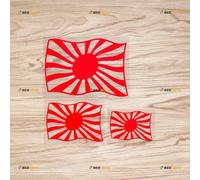 Japanese Rising Sun Flag Waving Sticker Decal Vinyl - 3 Pack Red 7.6cm 10.2cm 15.2cm - for Car Boat Laptop Cup No Background Die-Cut