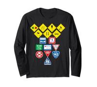 Japanese Road Sign, Japan Traffic Warning Symbol Graphic Long Sleeve T-Shirt