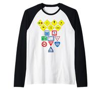 Japanese Road Sign, Japan Traffic Warning Symbol Graphic Raglan Baseball Tee