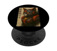 Japanese Robot Cat Traditional Samurai Anime Ukiyo-e PopSockets Adhesive PopGrip