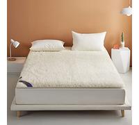 Japanese Roll-Up Futon Mattress Thin Foldable Queen Size Soft Non-Slip Plush Floor Couch Bed Warm Isomatte White 180x200cm (71x79in)