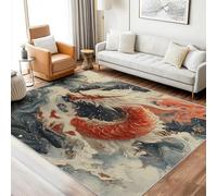 Japanese Rugs Living Room, Extra Large Rug, Low Pile Rug Non Slip, Machine Washable, Area Rugs for Living Room, Abstract Dragon Art Marble Home Decor Floor Carpets, 200x300 cm