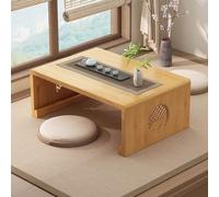 Japanese Rustic Wooden Folding Coffee Table Ideal for Living Room & Dining Room Decor Yellow Compact Design 120x50x31cm SpaceSaving Furniture