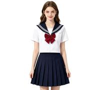 Japanese Sailor Uniform - Comfortable and Traditional with Bow Tie | Sailor Uniform as Girls Costume | For Theatre Cosplay Events Events Meeting Parties Children Teenagers Students