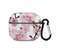 Japanese Sakura Blossom Bluetooth Earbuds Case Cover Full Body Shockproof Protection Hard Case Support Wireless Charging with Keychain Personalized Gift for AirPods 3