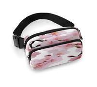 Japanese Sakura Blossom Fanny Pack Belt Bag with Adjustable Strap Fashion Waist Bag for Outdoor Sports Hiking, white, 20x13cm, Full Printed Waist Bag