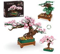 Japanese Sakura Bonsai Building Set, 3 in 1 Cherry Blossom Bonsai Tree Building Blocks Kit, Creative Cherry Blossom Potted Bricks Model Toy, Gifts for Girls and Adults, 711 PCS