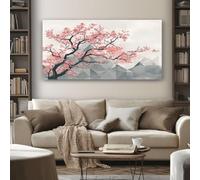 Japanese Sakura Canvas Wall Art 50x100 cm Floral Tree Frameless Pictures for Living Room and Bedroom, Large Artwork Pictures for Home Office Wall Decoration