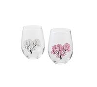Japanese Sakura Cherry Blossom Color Changing Glass Cups (Pair) Magical Blooming Wine Glasses