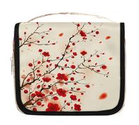Japanese Sakura Cherry Blossom Hanging Toiletry Bag Travel Wash Bag Cosmetic Makeup Accessories Organizer Waterproof Shower Bag Beauty Pouch for Women Girls Kids Gift