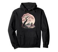 Japanese Sakura Garden Geisha Mount Fuji Cherry Blossom Tree Pullover Hoodie