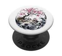 Japanese Sakura Garden The Great Wave Cherry Blossom PopSockets Adhesive PopGrip