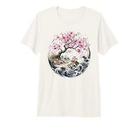 Japanese Sakura Garden The Great Wave Cherry Blossom Premium T-Shirt
