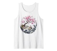 Japanese Sakura Garden The Great Wave Cherry Blossom Tank Top
