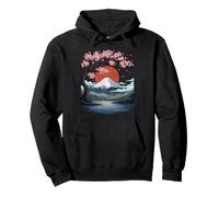Japanese Sakura Mount Fuji Landscape Vintage Cherry Blossom Pullover Hoodie