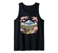 Japanese Sakura Mount Fuji Landscape Vintage Cherry Blossom Tank Top