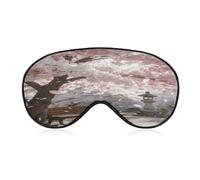 Japanese Sakura Sleep Mask Block Light Eye Sleep Shade Cover Comfortable Lightweight Sleeping Blindfold Soft Breathable Night Eye Cover Adjustable Band Eye Mask for Men Women