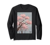 Japanese Sakura Tree Aesthetic Cherry Blossom Landscape Art Long Sleeve T-Shirt