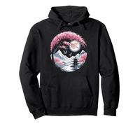 Japanese Sakura Tree Mount Fuji Pagoda Full Moon Nature Pullover Hoodie
