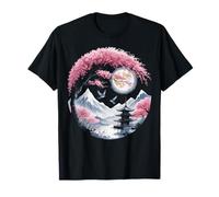 Japanese Sakura Tree Mount Fuji Pagoda Full Moon Nature T-Shirt