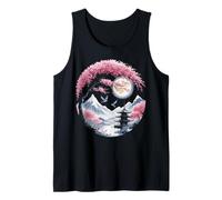 Japanese Sakura Tree Mount Fuji Pagoda Full Moon Nature Tank Top