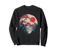Japanese Sakura Tree Pagoda Sunset Vintage Landscape Sweatshirt