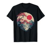 Japanese Sakura Tree Pagoda Sunset Vintage Landscape T-Shirt