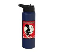 Japanese Samurai Afro Warrior African American Anime Poster Stainless Steel Insulated Water Bottle