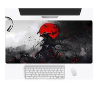 Japanese Samurai Anime Large Gaming Mouse Pad Keyboard Desk Pad XXL Extended Mouse Mat Gaming Office Decor, Pc Laptop Mouse Pads (35.4x15.7 in) with Stitched Edges Non-Slip Large Computer Mat