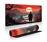 Japanese Samurai Anime Mouse Pad - 31.5 x 15.7 Inch Gaming Mat with Non-Slip Base & Stitched Edge