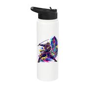Japanese Samurai Armor Cyberpunk City Anime Manga Warrior Stainless Steel Insulated Water Bottle