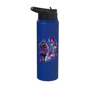 Japanese Samurai Armor Cyberpunk City Anime Manga Warrior Stainless Steel Insulated Water Bottle
