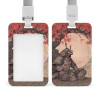 Japanese Samurai Armor ID Badge Holder Name Card Holders Photocard Case with Lanyard for Teacher Nurse Office