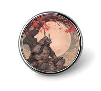Japanese Samurai Armor Round Brooch Pins Badge Printed Button Tie Lapel Backpack Pin Decoration for Women Men