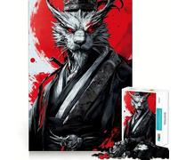 Japanese Samurai Beast Jigsaw Puzzles 1000 Pieces for Teenagers Anxiety Relief Precise Connection Fun Hobby Fine Art (50x75cm)