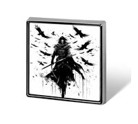 Japanese Samurai Birds Custom Lapel Pins Square Brooch Tie Suit Dress Accessories for Men Women Wedding Birthday