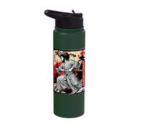 Japanese Samurai Black Warrior African American Afro Anime Stainless Steel Insulated Water Bottle