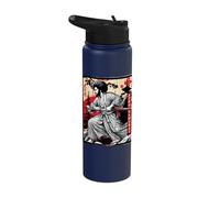 Japanese Samurai Black Warrior African American Afro Anime Stainless Steel Insulated Water Bottle