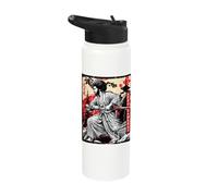 Japanese Samurai Black Warrior African American Afro Anime Stainless Steel Insulated Water Bottle