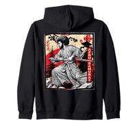 Japanese Samurai Black Warrior African American Afro Anime Zip Hoodie