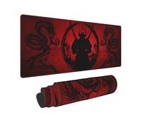 Japanese Samurai Bushido Cool Anime Red and Black Dragon Mouse Pad Long Extended XL Mousepad Desk Pad Gaming Pc Desktop Large Rubber Mice Pads Stitched Edges 31.5'' X 11.8''