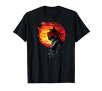 Japanese Samurai Cat Aesthetic Ninja Art T-Shirt