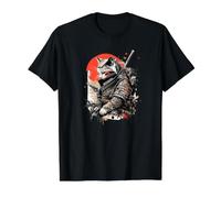 Japanese Samurai Cat Graphic Men Women Kids Value Graphic T-Shirt, Men, Black, S