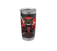 Japanese Samurai Cat Illustration Ninja Style Stainless Steel Insulated Tumbler