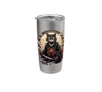 Japanese Samurai Cat Illustration Ninja Style Stainless Steel Insulated Tumbler