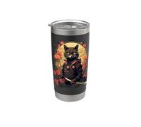 Japanese Samurai Cat Illustration Ninja Style Stainless Steel Insulated Tumbler