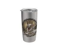 Japanese Samurai Cat Illustration Ninja Style Stainless Steel Insulated Tumbler