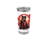 Japanese Samurai Cat Illustration Ninja Style Stainless Steel Insulated Tumbler