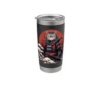 Japanese Samurai Cat Illustration Ninja Style Stainless Steel Insulated Tumbler